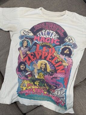 Led Zeppelin Electric Magic Graphic Tee - White with Multicolor Print